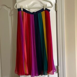 J. Crew Rainbow pleated midi skirt